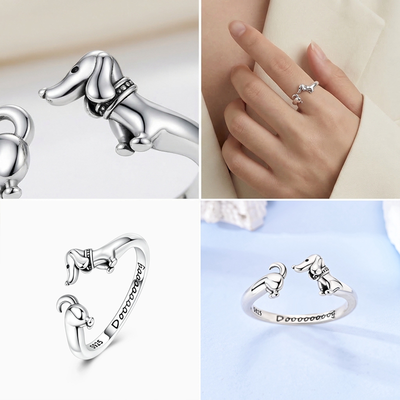 Statement Cocktail Ring - Original 925 Silver Dachshund Open Ring