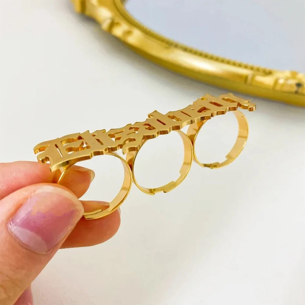 Custom Name Ring Women Knuckle - Statement Cocktail Ring 评论和价格