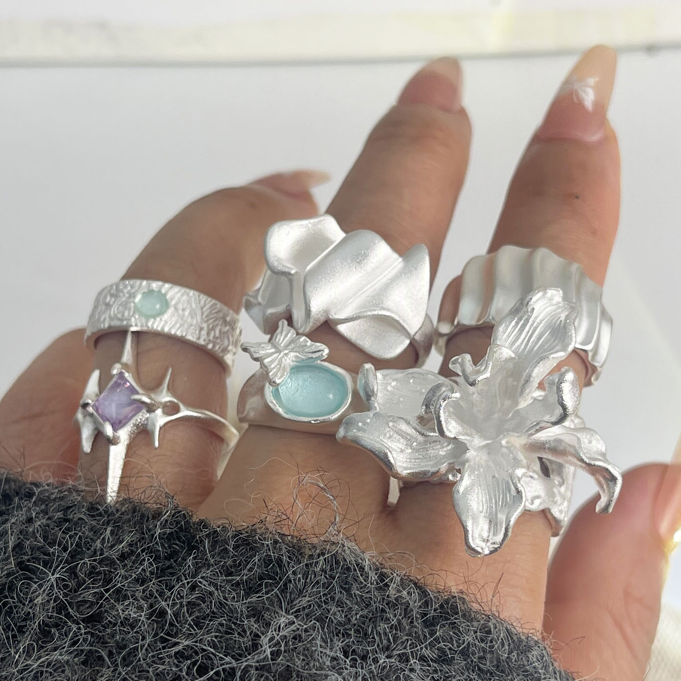 925 Sterling Silver Rings For  - Statement Cocktail Ring 评论和价格