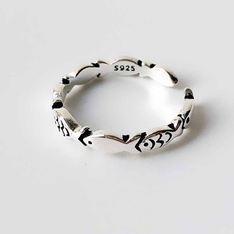 925 Sterling Silver Fish Adjus - Statement Cocktail Ring 评论和价格