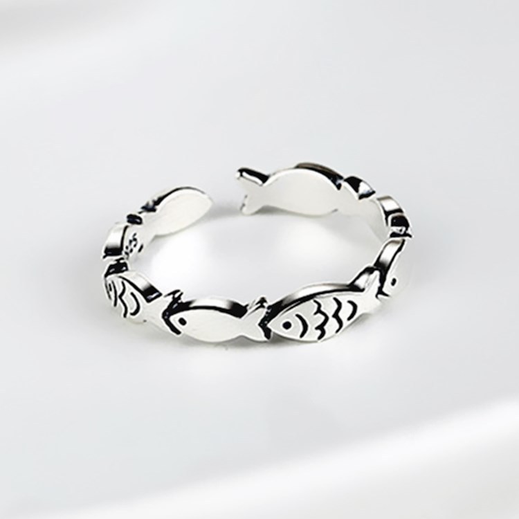 925 Sterling Silver Fish Adjus - Statement Cocktail Ring 评论和价格