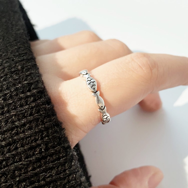 925 Sterling Silver Fish Adjus - Statement Cocktail Ring 评论和价格