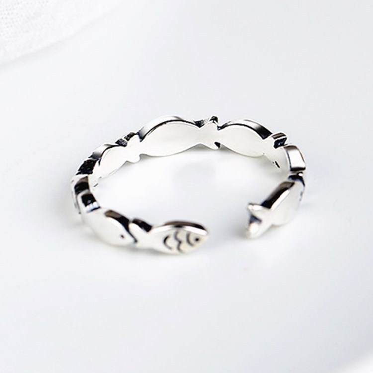 925 Sterling Silver Fish Adjus - Statement Cocktail Ring 评论和价格