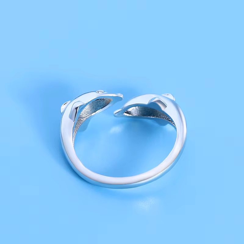 925 Sterling Silver Dolphin Ri - Statement Cocktail Ring 评论和价格